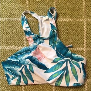 Tropical Leaf Print Sports Bra